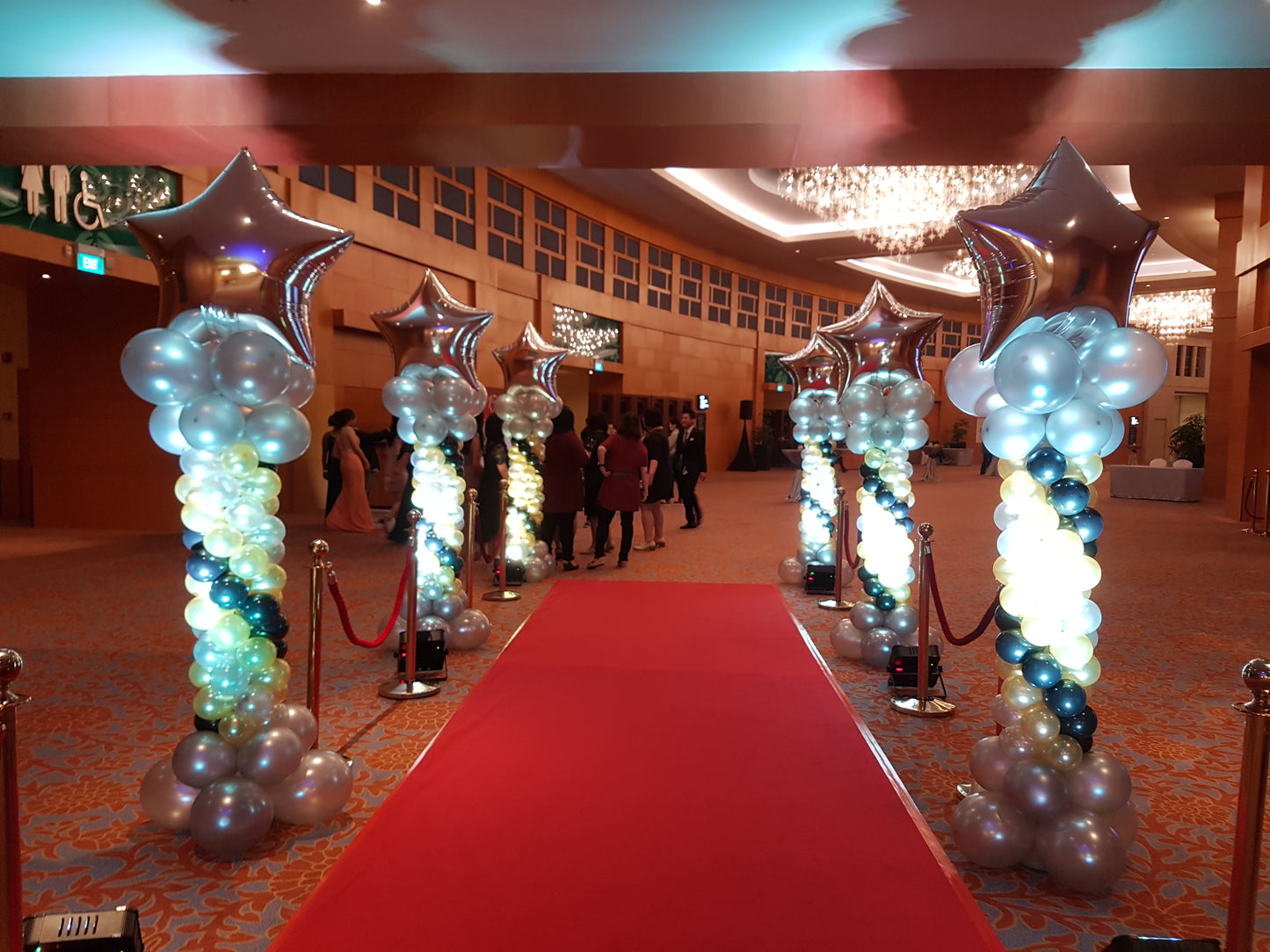 A Pair of Lead-way Balloon Columns with Star On Top