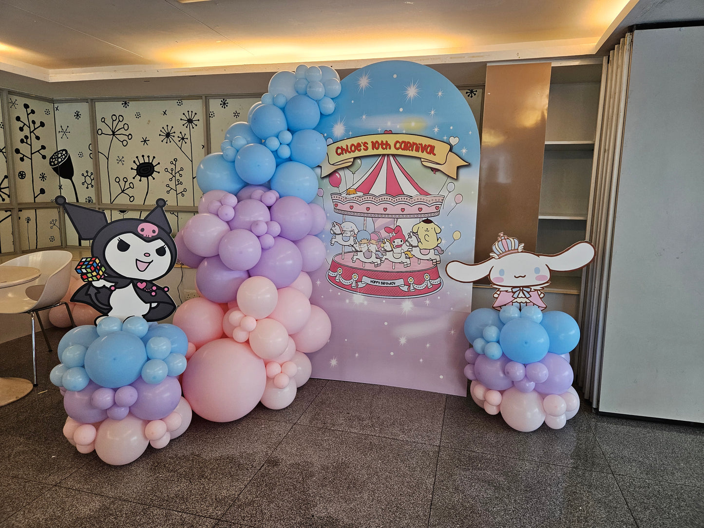 1 Panel Customised Foamboard Backdrop with Organic Balloon Garland