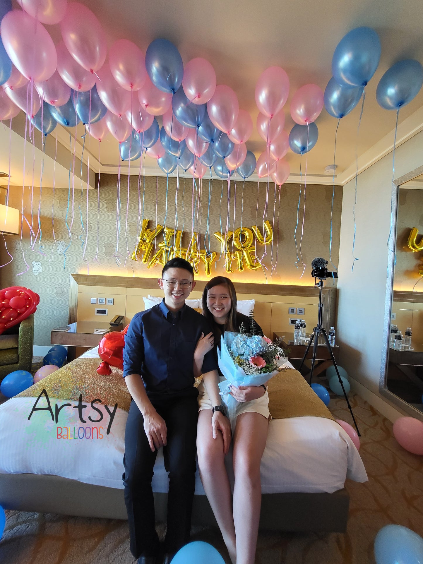 Wedding Proposal Hotel Room Balloon Decorations