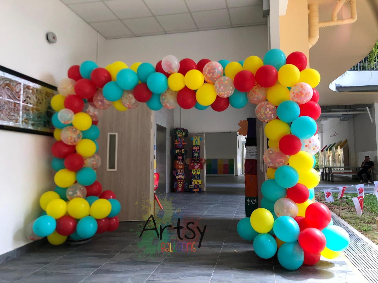 Autumn Themed Balloon Arch With Confetti Balloons