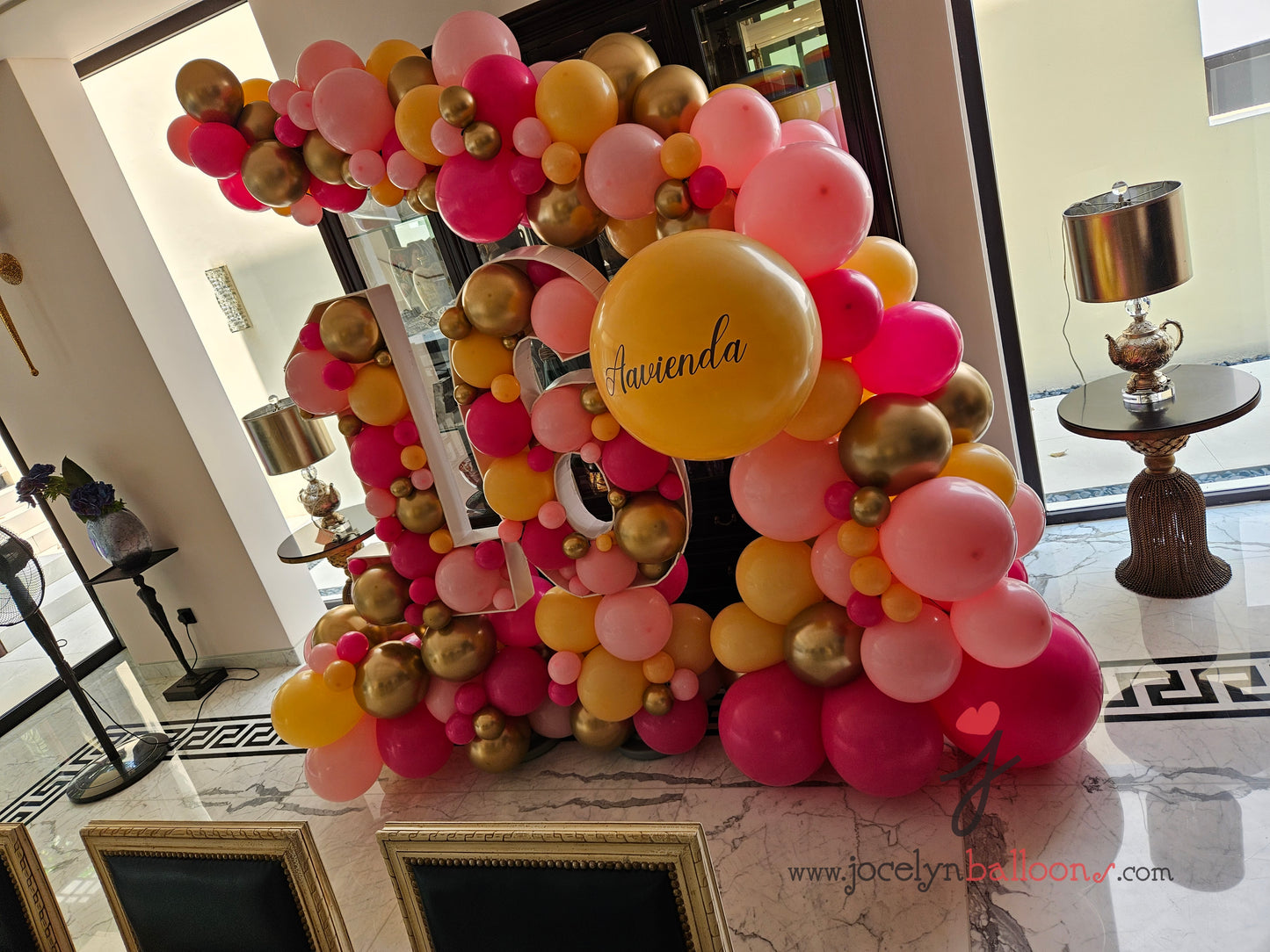 "16" Marquee Letters With Organic Balloon Garland