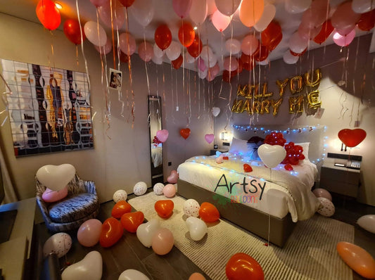 Wedding Proposal Hotel Room Balloon Decorations