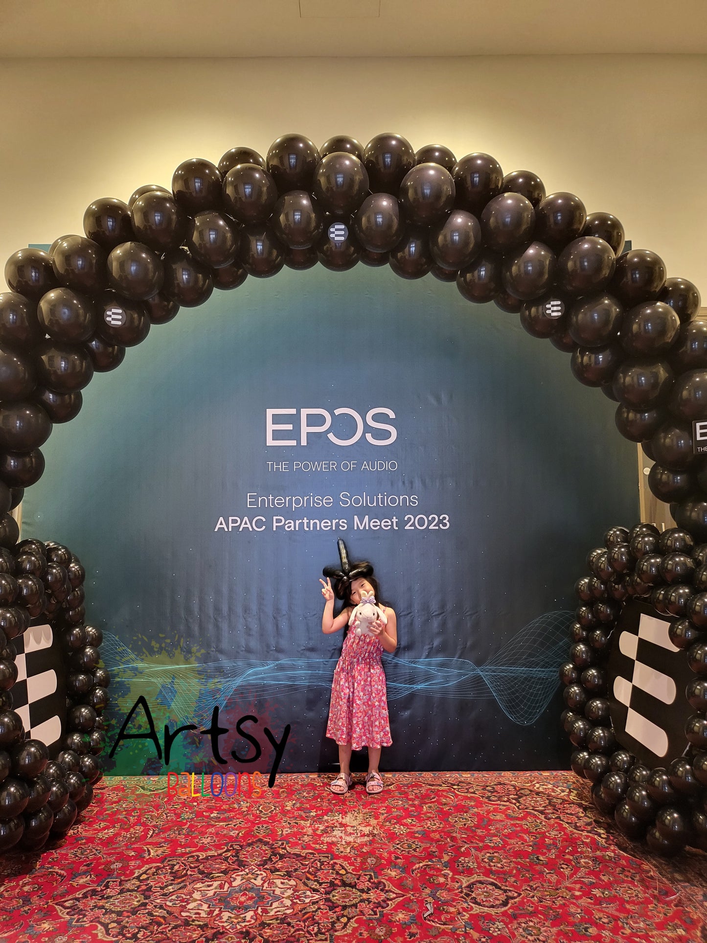 Headphone Balloon Arch & PVC Wrapped Wooden Frame Backdrop
