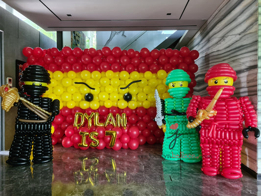 Lego Ninjago Themed Balloon Backdrop & 1.8m Tall Lego Ninjago